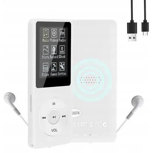 MP3 Odtwarzacz Bluetooth Walkmana Player 16GB Biały Z Słuchawki