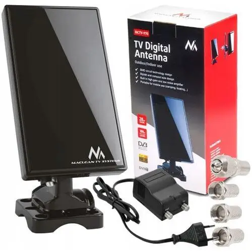 Najmocniejsza Antena Pokojowa Dvbt 100dBuV Full Hd Maclean MCTV-970 Black