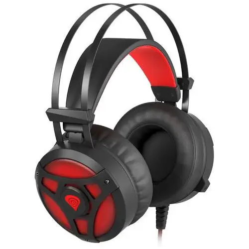 Słuchawki z mikrofonem genesis neon 360 gaming podświetlenie czarno-czerwone Natec