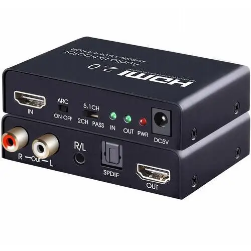 Novaza tech Ekstraktor dźwięku hdmi 4k60 toslink spdif rca l/r