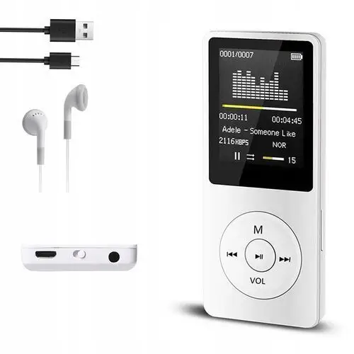 Odtwarzacz Muzyki MP3 Radio Fm E-book Dyktafon 16GB Z Bluetooth Słuchawki