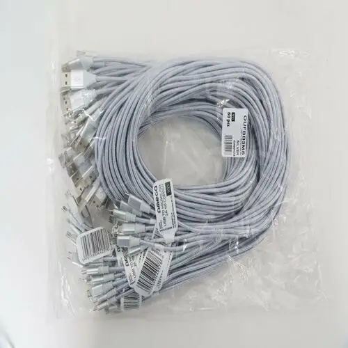 Cantil fabric cable kabel braided micro usb to usb 2a 118 copper poly 1m silver [44057] Omega