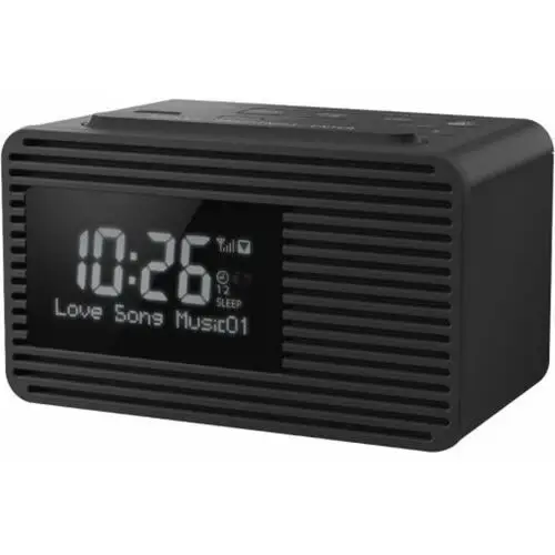 Panasonic RC-D8 radio DAB+ z budzikiem (możliwość zapisania 10 stacji, ładowanie smartfonów USB, duży wyświetlacz, głośnik o średnicy 5cm), czarne, RC-D8EG-K
