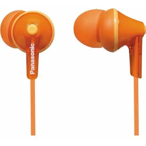 Panasonic RP-HJE125 słuchawki douszne przewodowe (przetwornik 9mm, ErgoFit, 3 pary miękkich wkładek dousznych, długi kabel 1.1m), pomarańczowe