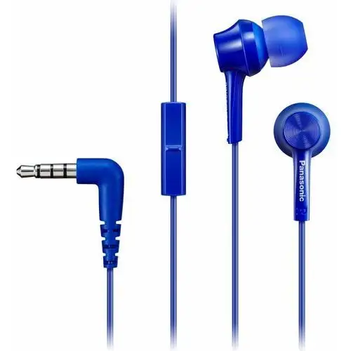 Panasonic RP-TCM115 ergonomiczne słuchawki douszne (głośniki 9mm, mocny bas, mikrofon i pilot w kablu, kabel 1.2m, wygodne dopasowanie), niebieskie