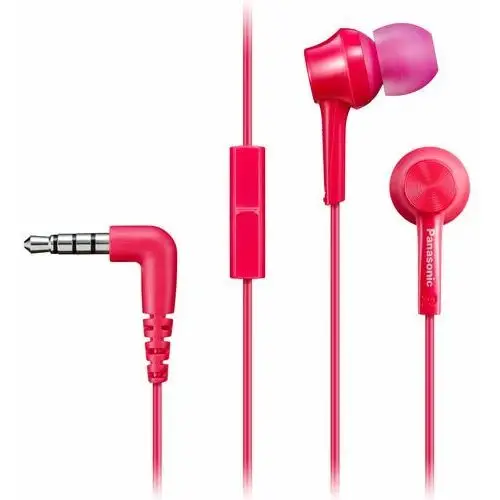 Panasonic RP-TCM115 ergonomiczne słuchawki douszne (głośniki 9mm, mocny bas, mikrofon i pilot w kablu, kabel 1.2m, wygodne dopasowanie), różowe