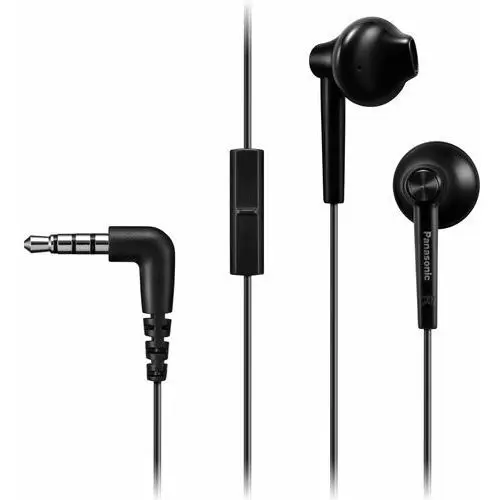 Panasonic RP-TCM55 tradycyjne słuchawki douszne (przetworniki 14.3mm, magnes neodymowy, 10Hz–24kHz, wbudowany mikrofon i pilot, kabel 1.2m), czarne