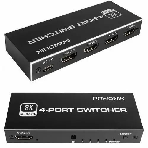 Pawonik Switch hdmi 2.1 4x1 przełącznik 8k 4k 120hz 240hz