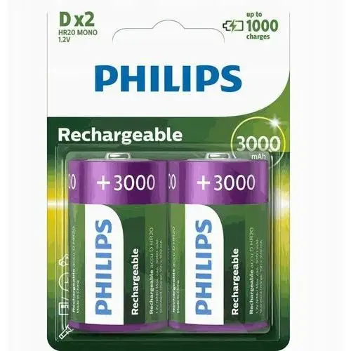 Philips 2x akumulator r20 d 3000mah r20b2a300/10