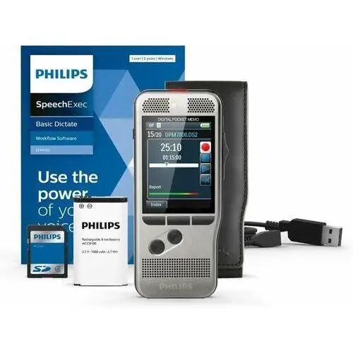 Dpm7000 dyktafon cyfrowy, 2 mikrofony do nagrywania dźwięku stereo Philips