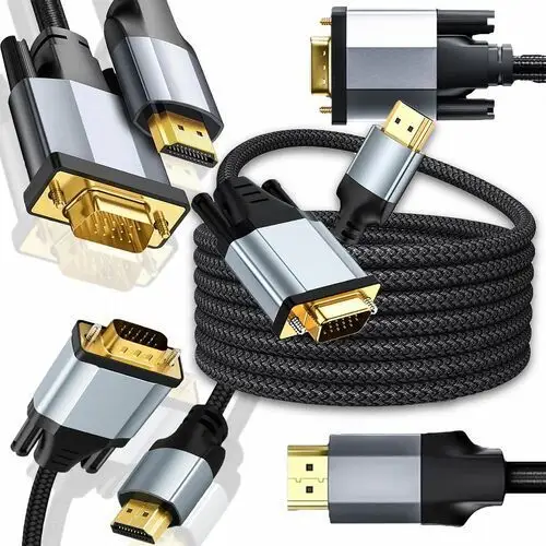 Pixel Długi kabel adapter przewód hdmi do vga full hd 1080p gold