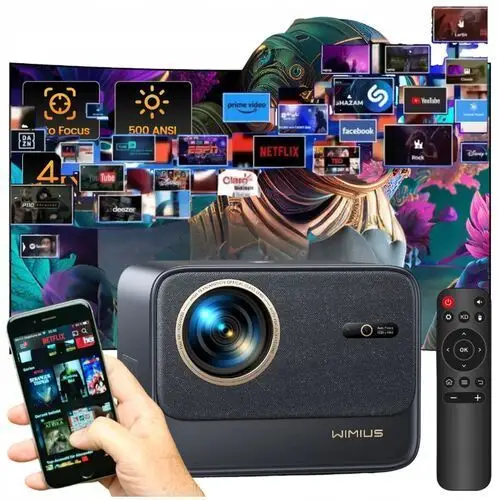 Projektor Full Hd Rzutnik 4k 700ANSI Android Tv 1080p Bluetooth Dolby Audio