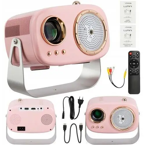 Projektor Rzutnik Android Tv Smart WiFi Full Hd 4K Mirai Optics Lumini Pink