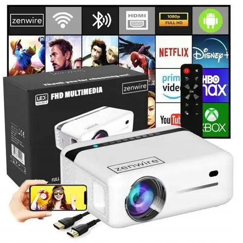 Projektor Rzutnik Full Hd 4K 9000lm WiFi Android Tv Autokeystone Bluetooth