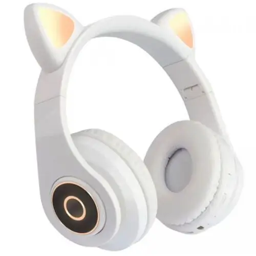 Słuchawki nauszne dla dzieci bluetooth b39 kocie uszy, białe