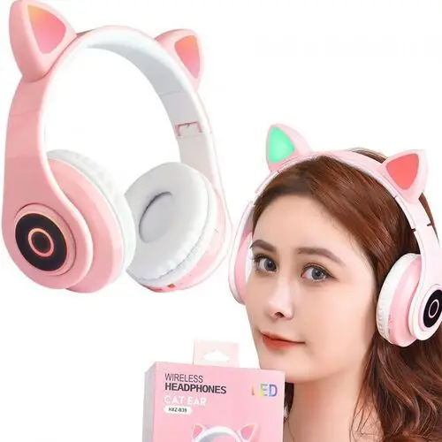 Protect Słuchawki nauszne dla dzieci bluetooth b39 kocie uszy, różowe