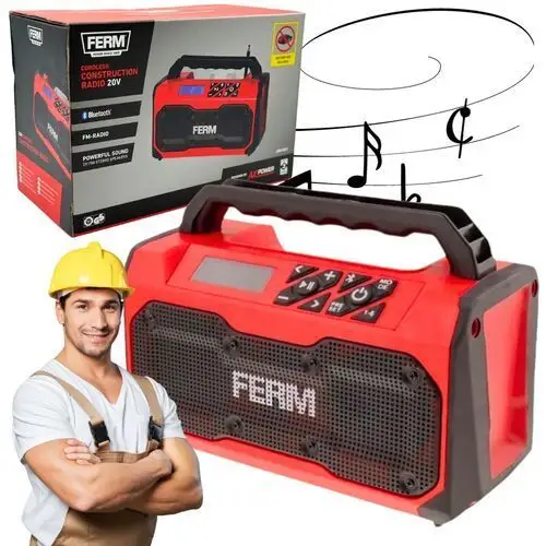 Radio Budowlane Ferm Głośnik Bluetooth Na Akumulator 20V JRM1001