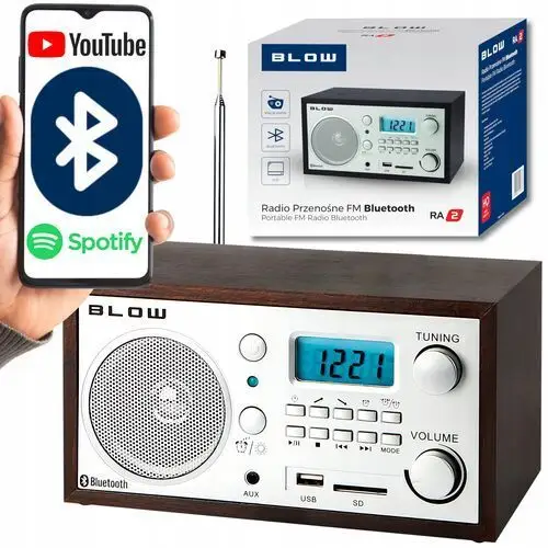 Radio Kuchenne Bluetooth Przenośne Retro Budzik Fm