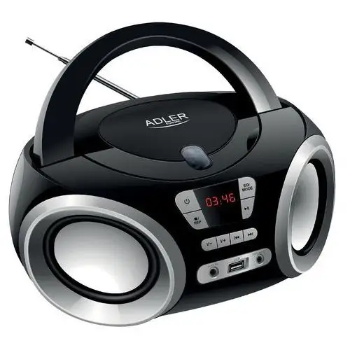 Radio Kuchenne Boombox Odtwarzacz Przenośne Usb MP3 CD LCD Adler Czarny