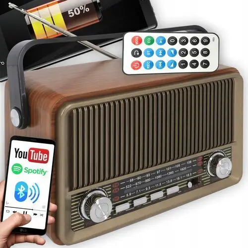 Radio Przenośne Bluetooth Akumulator Powerbank Prawdziwy Styl Retro Vintage