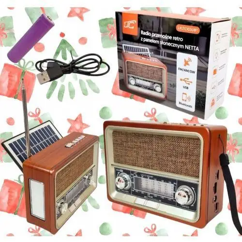 Radio przenośne Fm Ltc Netta retro bluetooth z solarem LXLTC103UBT