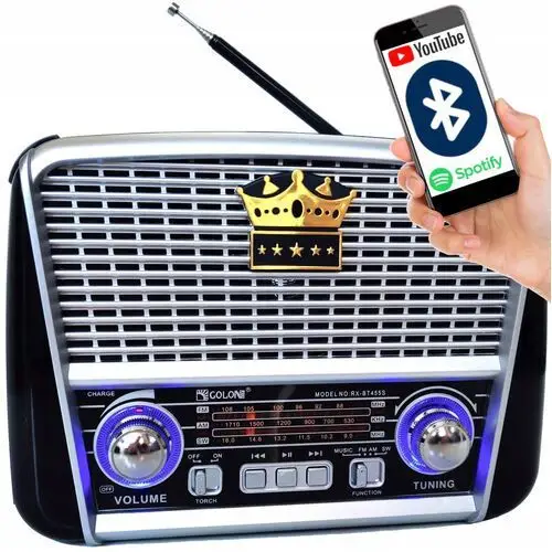 Radio Retro Przaenośne Kuchenne Solar Bluetooth Akumulator Usb