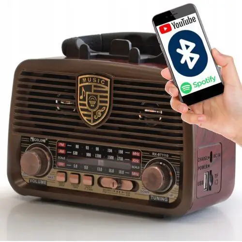 Radio Retro Przenośne Kuchenne Bluetooth Usb