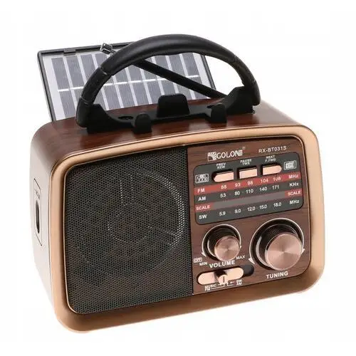 Radio Solarne Przenośne Retro Głośnik Fm Bluetooth MP3 Usb Solar 4098