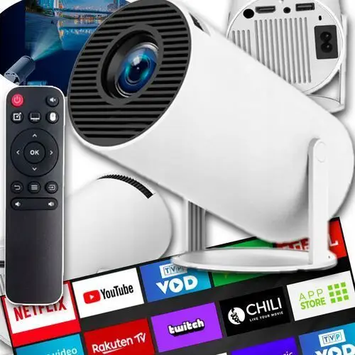 Rzutnik Projektor Przenośny Obrotowy Multimedialny Android Tv Wifi Full Hd