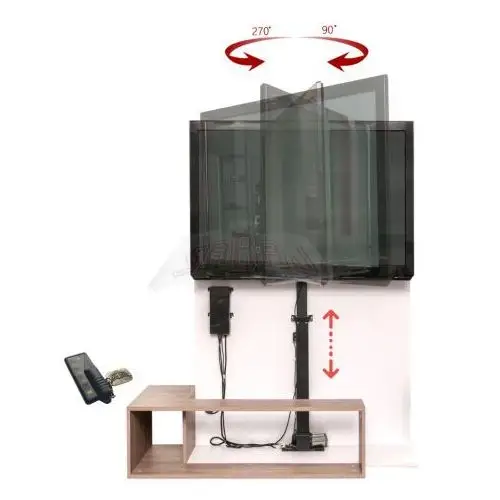 Elektryczny podnośnik do telewizora regulowany K-2 z głowicą rotacyjną Rotating Lift K-2 WINDA TV Maksymalna waga telewizora 50kg Maksymalna przekątna ekranu 50"