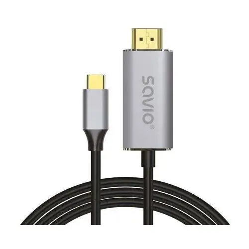 Savio Kabel HDMI 2.0B - USB-C v3.1, 1m, srebrno-czarny, złote końcówki, CL-170