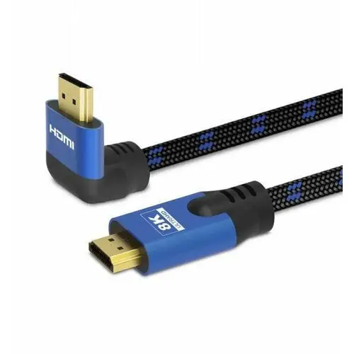 Kabel HDMI v2.1 Savio CL-147 1,8m, 8K, kątowy, OFC, niebiesko-czarny, złote