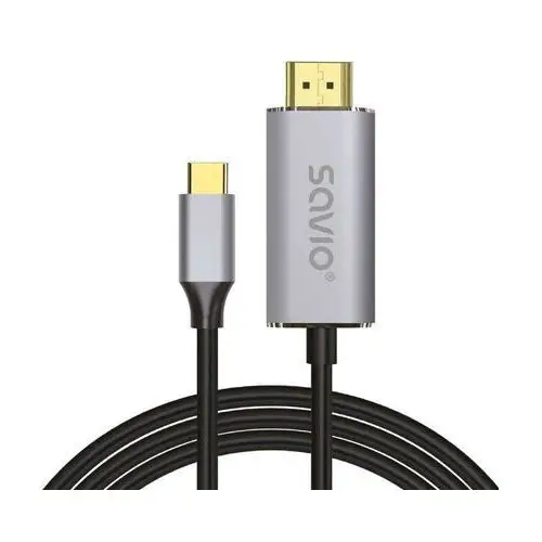 Savio Kabel USB-C v3.1 do HDMI 2.0B, 2m, srebrno-czarny, złote końcówki, CL-171