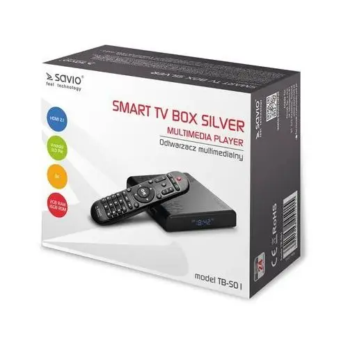Savio Odtwarzacz multimedialny tv box silver tb-s01 czarny 4