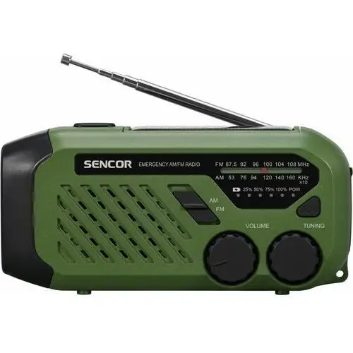 Sencor Radio przenośne alarmowe AM/FM, latarka, power bank, bateria słoneczna