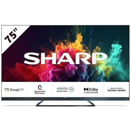 Sharp 75fq8eg 75" qled 4k 144hz google tv dolby vision dolby atmos dts:x hdmi 2.1 dvb-t2