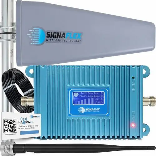 Zestaw Wzmacniacz Zasięgu Sygnału Telefonu Internetu Komórkowego GSM Blue LCD GSM980 + Antena T2 23dBi 10m + Bat