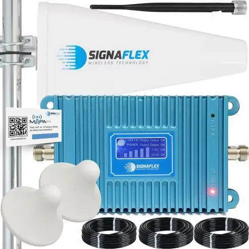 Signaflex Zestaw wzmacniacz zasięgu sygnału telefonu komórkowego gsm blue lcd gsm980 + antena t1 20dbi 10m + 2x grzybek + bat