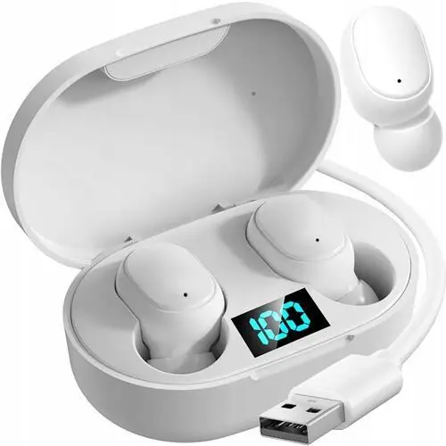 Słuchawki Bezprzewodowe Bluetooth douszne mikrofon etui powerbank Tws białe