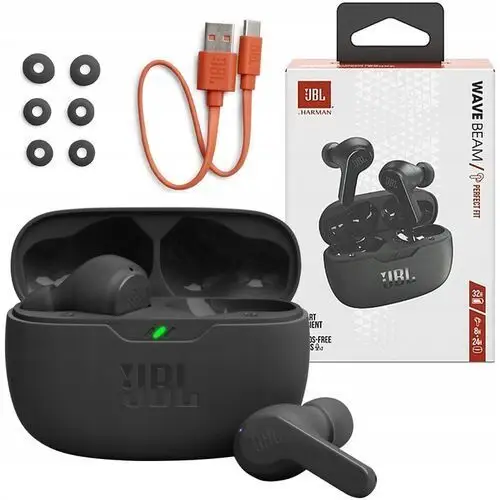 Słuchawki Bezprzewodowe Jbl Wave Beam Black Douszne Czarne Bluetooth