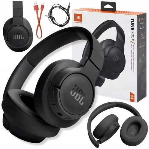 Słuchawki Bezprzewodowe Nauszne Jbl Tune720-BT Czarne Mocny Bass Bluetooth