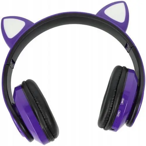 Słuchawki bezprzewodowe, nauszne, Kocie uszy dla dzieci, Rgb, bluetooth