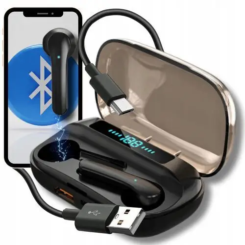 Słuchawki douszne bezprzewodowe dotyk sport BT5.1 powerbank etui bieganie