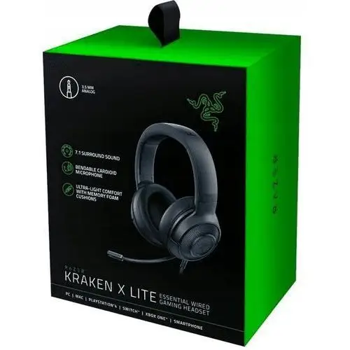 Słuchawki gamingowe Razer Kraken X Lite Nauszne Mikrofon Czarne