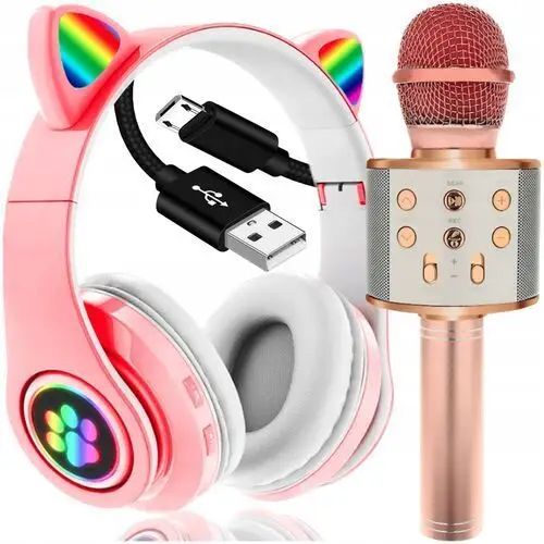 Słuchawki Kocie Uszy Bluetooth Bezprzewodowe+mikrofon Do Karaoke Dla Dzieci 2