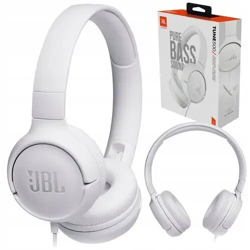 Słuchawki Przewodowe Jbl Tune 500 Pure Bass Białe Nauszne Z Mikrofonem