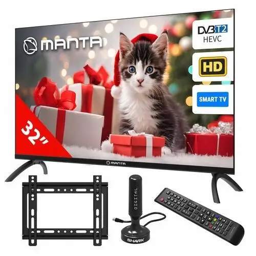 Smart Tv Telewizor 32 cale Led Hd dekoder DVBT2 H.265 Wifi +uchwyt+antena