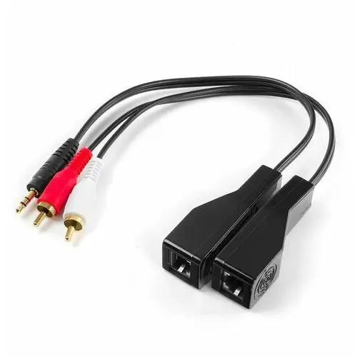 Adapter 2xRCA na 3.5mm za pomocą LAN 100m Spacetronik SPA-A01 Plug&Play