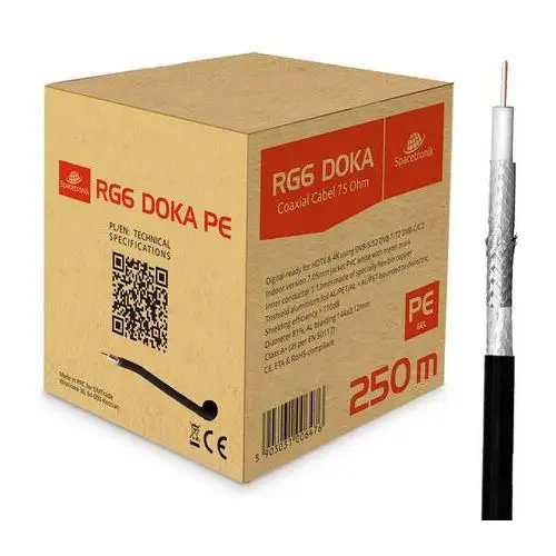 Kabel RG6 Spacetronik DOKA PE 4K Trishield 250, DMT_RG6CU113TRIDOKA25PE