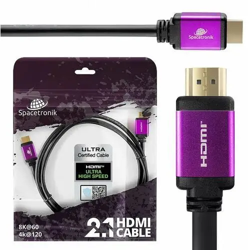 Spacetronik Kabel uhs hdmi 2.1 8k 48 gbit/s 1m certyfikowany czarny